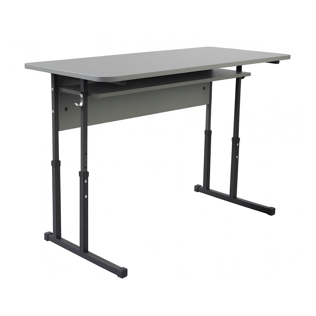 2-місний учнівський стіл з полицею, на квадратній металевій трубі, для шкільних та навчальних закладів, ЛЕЛЕКА, 1200х500х640-760 мм.